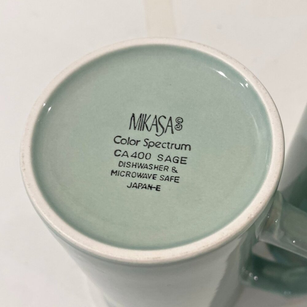 Mikasa Color Spectrum Cappuccino Mugs Sage Green Set Of 2 Japan Vintage - Picture 4 of 4